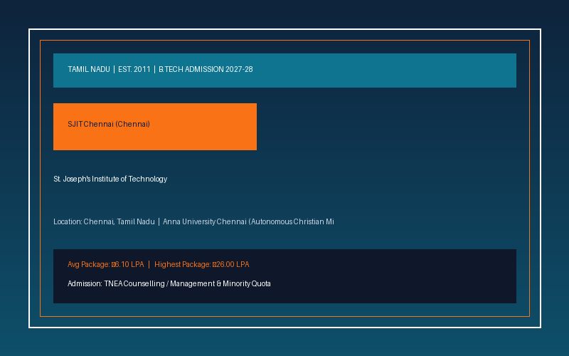 SJIT Chennai (St. Joseph's Institute of Technology), Chennai - SJIT Chennai — St. Joseph's Institute of Technology, Chennai: Complete 2027-28 B.Tech Admission & Counselling Blueprint | B.Tech Direct Admission 2027-28 & Management Quota Fees